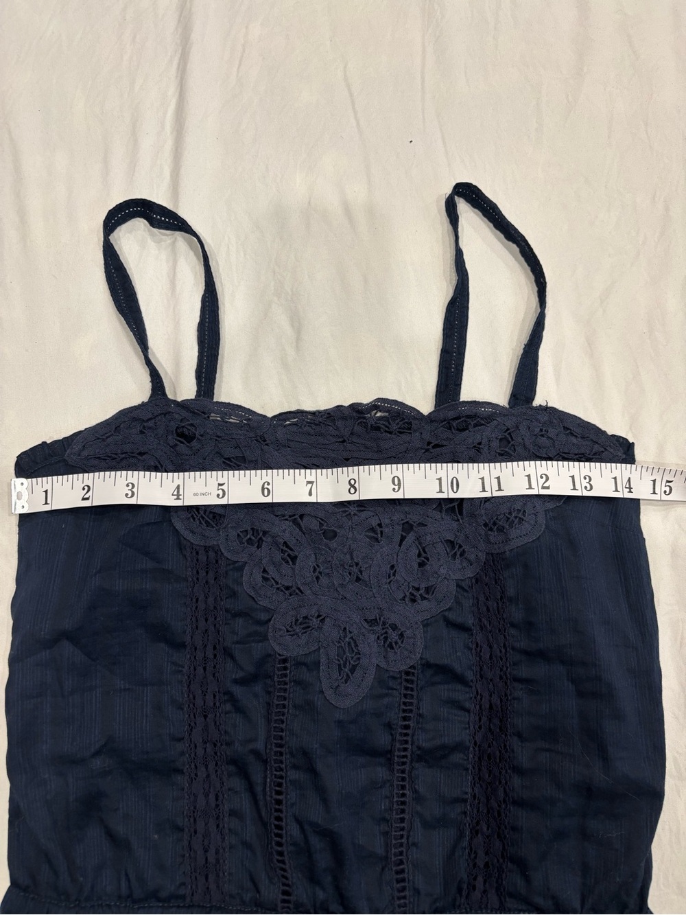 Y2K Abercrombie & Fitch Navy Lace Trim Cami Tank - Picture 5 of 5